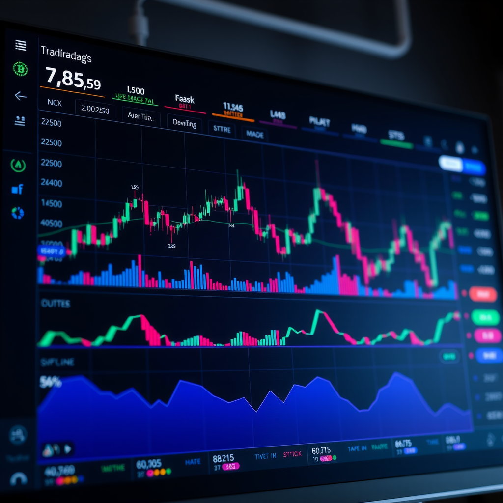 Modern cryptocurrency spot trading platform interface showing real-time market data, advanced charting tools with candlestick patterns, order book depth visualization, and multiple trading pairs including Bitcoin and Ethereum on dark themed dashboard with blue and purple accent colors