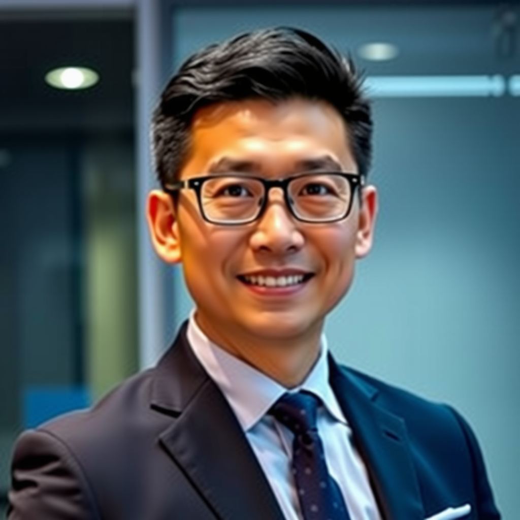 Professional headshot of Marcus Chen, CEO of Axiom Trade, wearing a dark suit against a modern office background with subtle blue lighting