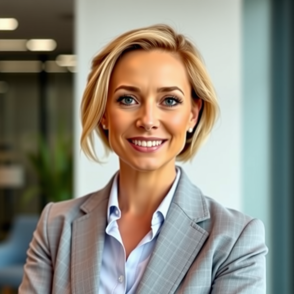 Professional headshot of Sarah Mitchell, Chief Trading Officer at Axiom Trade, wearing business attire against a modern office background