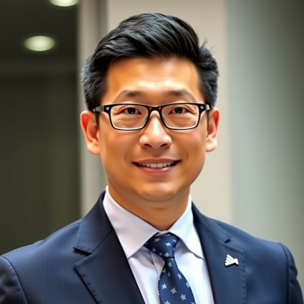 Professional portrait of James Chen, Chief Compliance Officer at Axiom Trade, in formal business suit with confident expression