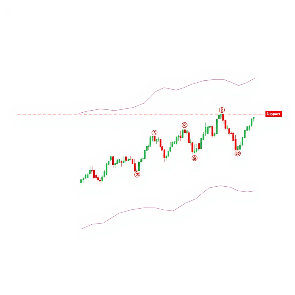 Trading chart displaying a rectangle consolidation pattern with clear horizontal support and resistance lines, multiple price touches on both levels, volume declining during consolidation, and eventual breakout with increased volume