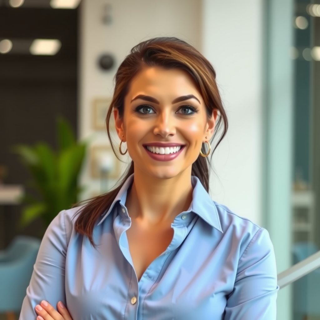 Professional photo of Elena Rodriguez, Operations Manager at Axiom Trade, wearing smart casual attire with welcoming demeanor